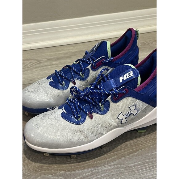 Bryce Harper Under Armour Low ST Baseball Cleats UA 8 Blue White Men's Size 10 - Picture 2 of 10